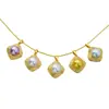 Conjunto de collar colgante y pendientes de botón con zircón en forma de T y perla, pendientes colgantes de diamante cuadrado y perla, collar colgante de moda para la oficina