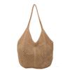Bolsa de Palha Tecida Grande Capacidade para Viagem de Verão para Mulheres, Bolsa de Palha Vazada, Bolsa de Ombro Versátil Tendência 2026