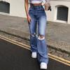 2025 Nuevo Europeo y Americano Transfronterizo Amazon Wish Exportación Ebay Pantalones de Mezclilla de Pierna Ancha Rotos Jeans Bootcut