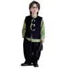 Novo Blazer de Terno com Botão de Sapo Estilo Nacional Chinês para Meninos Primavera e Outono Novo Estilo Meninos Conjunto de Duas Peças Hanfu Melhorado com Textura Tendência