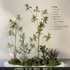 Plantas Verdes Simuladas com Toque de Luxo, Combinação de Paisagismo com Plantas Artificiais, Conjunto Completo de Decorações para Janelas Internas, Design Criativo Biomimético Estilo Wabi-Sabi