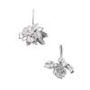 Hermosos pendientes de moda retro con baño de oro blanco, peonías personalizadas, pendientes elegantes con gancho, regalo para personas mayores