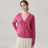 Cardigan Feminino de Tricô de Caxemira com Decote V Outono 2026 Manga Longa Ponto Colmeia Solto Peça Externa Camada Base Peça Externa