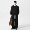 Conjunto de Sudadera con Tachuelas Americano Moderno para Hombre Primavera Otoño Casual Holgado Tallas Grandes Costura de Contraste Conjunto de Dos Piezas Top Pantalones