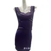 Lencería sexy de Medusa, vestido ajustado de encaje, uniforme morado de satén, conjunto de tentación pura para dormir qqny