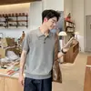Camiseta tipo polo de canalé Lyocell estilo Old Money, manga corta para hombre, ajuste holgado, tejido casual para verano