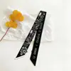 Bufanda Larga de Seda de 120 cm Estilo Chanel para Mujer, para Envolver Asas de Bolso, Cinta Larga para Decoración, Diadema