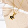 Moda Negro Estrella de Cinco Puntas Cadena Estrella Clavícula Lujo Ligero Elegante Acero de Titanio Simple Combinable Collar 26 Letras del Alfabeto Inglés