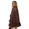 Vestido de pastel con volantes estilo europeo y americano transfronterizo, vestido de vacaciones de otoño de gasa suelta y fluida, artículo de alta venta en stock