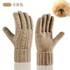 Nuevos Guantes de Invierno para Mujer con Pantalla Táctil, Guantes de Punto a Prueba de Frío para Ciclismo al Aire Libre, Guantes Cálidos de Doble Capa con Forro de Felpa y Engrosados