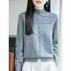 Cárdigan suéter de ganchillo 100% algodón puro de cuello medio para mujer, nuevo estilo otoño e invierno, casual y estilizado, top de punto versátil