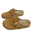 Zapatos Birkenstock sin espalda, tipo slip-on, de cuero genuino, suela gruesa, para mujer, nuevo modelo 2026, mules de punta cerrada, zapatos tipo mule casuales