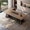 Mesa de Té y Juego de Sillas con Acabado de Madera de Nogal y Encimera de Roca para el Hogar, Mesa de Té Estilo Chino Nuevo, Mesa de Café para Oficina, Sensación de Lujo Ligero de Gama Alta, Encimera Grande
