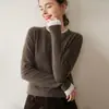2025 Nuevos Jerseys de Cachemira para Mujer Tops de Manga Larga Versátiles de Moda Cuello Redondo Color Sólido Tejido de Punto Holgado