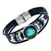 Joyería Popular Transfronteriza Punk Nuevo Estilo 12 Signos del Zodíaco Pulsera de Cuero DIY Multicapa Simple Pulsera de Pareja Accesorios