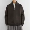 Sudadera de moda con media cremallera y cuello alto para hombre, tejido de punto para otoño e invierno, nuevo modelo 2026, forro polar, top pullover holgado