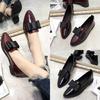 Zapatos casuales de una sola capa con punta puntiaguda y lazo estilo coreano de primavera para mujer, planos, de boca baja y pierna sencilla, de cuero para uso diario.