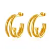 Pendientes de Acero Inoxidable con Múltiples Capas Cosidas Moda Europea y Americana Lujo Accesible Pendientes Geométricos de Gama Alta 18K Pendientes de Tendencia para Mujer