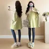 En Stock Ropa de Maternidad Primavera 2025, Nueva de Alta Calidad, Moda Holgada Tendencia para Mamá, Casual, Tallas Grandes, Camiseta de Manga Tres Cuartos