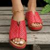 Sandalias de plataforma con boca en V hueca de talla grande para comercio exterior transfronterizo, sandalias de playa con cuña y punta abierta de estilo retro europeo y americano para mujer