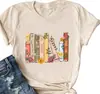 Comércio Exterior Tops Femininos E-commerce Transfronteiriço Amazon Livro Estampado de Flores Colorido Camiseta de Algodão