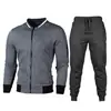 Nuevo suéter con cremallera y cuello alto abrigo de suéter para hombre cuadros color liso cárdigan traje del mismo color