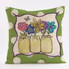 Funda de almohada de flor de coche de primavera nueva transfronteriza funda de cojín de lino con transferencia térmica funda de almohada decorativa para sofá de sala de estar