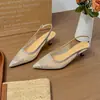 Los zapatos de tacón alto nude de punta son cómodos para ir al trabajo, perfectos para combinar con faldas, y sandalias cerradas con pedrería y malla para mujer en primavera y verano.