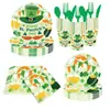 Calle Nuevo Trébol. Suministros Temáticos para Fiesta del Día de San Patricio Plato de Papel Servilleta Vajilla Set Decoración Arreglo