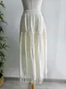 Nova Saia Midi Branca Primavera/Verão Tie-Dye Fresca Para o Dia a Dia Saia com Cintura Elástica Saia Cintura Tie-Dye Branca Lisa