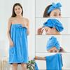 Venta al por mayor de fábrica Falda de baño sin tirantes para mujer adulta de forro polar de coral absorbente que no suelta pelo falda de baño envolvente gorro de ducha traje