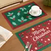 Manteles individuales y posavasos navideños de comercio exterior, decoraciones de mesa para restaurante transfronterizas, manteles individuales estampados con temática navideña, estilo ins de Oriente Medio