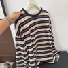 Camiseta de Manga Larga a Rayas Retro Adelgazante Otoño 2026 para Mujer, Estilo Coreano Holgada Casual Versátil Top Básico a Rayas