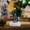 Nuevos Adornos Navideños de Resina Luminosos Casa Pequeña Paisaje en Miniatura Muñeco de Nieve Navideño Farola Adornos Regalos de Navidad