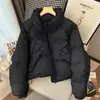 Chaqueta corta de algodón morada con cuello alto y grosor, modelo de invierno 2024 para mujer, diseño holgado, abrigo de algodón de tendencia nicho