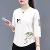 Comercio exterior transfronterizo ropa de maternidad, moda para mujeres de mediana edad y mayores camiseta de manga tres cuartos, top holgado de talla grande adelgazante de media manga