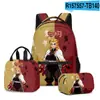 Mochila Escolar con Diseño de Anime, Mochila de Viaje, Lonchera, Estuche para Lápices, Set de Tres Piezas para Estudiantes de Primaria y Secundaria, con Estampado