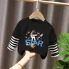 Camiseta de Manga Larga 100% Algodón para Niños Estilo Nuevo Primavera/Otoño 2026 Ropa Casual para Bebés y Niños Dibujos Animados Top Falso de Dos Piezas