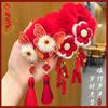 Anel de Cabelo de Pelúcia Vermelho para Crianças Corda de Cabelo Vermelha Nova Corda de Cabelo de Ano Novo para Meninas Flor de Cabelo Estilo Chinês Cabelo de Hanfu Traje Tang