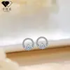 Brincos de Tarraxa Kala Mão Coração Prata Esterlina S925 Estilo Retrô Europeu e Americano para Mulheres, Argola Redonda com Diamantes, Brincos de Moda de Alta Qualidade