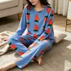 Liquidação de Fábrica Pijama de Bem-Estar Primavera e Outono Feminino Casual Confortável Estilo Lady Manga Longa Calças Conjunto de Duas Peças Roupa de Casa