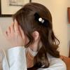 Pinza para el cabello con lazo de terciopelo de perlas de pedrería para mujer, vintage, elegante, clip de pico de pato, pinza para el cabello para flequillo lateral delantero, tocado