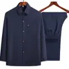 Traje de verão estilo chinês Tang para meia-idade e idosos, traje para pai, traje para avô, exercício matinal, fecho estilo chinês, bordado elegante de cor sólida