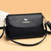 Textura de Cuero Genuino Gran Capacidad Bolso de Hombro Cruzado para Mujer Bolso Cuadrado con Relieve de Hoja Multicapa Moda Nuevo Transfronterizo