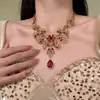 Collar de circonitas de cristal de color caramelo con forma de corazón, ligero, de lujo, de alta gama, con cadena de clavícula de arcoíris y amor, estilo moderno para mujer.