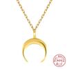 Collar colgante de plata esterlina S925 vintage ins media luna simple moda collar romano de luna de cuerno nuevo europeo y americano