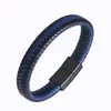 Nuevo Pulsera Anillo Trenzado Multicapa de Cuero Hecho a Mano de Venta Caliente Transfronteriza para Hombres, Joyería de Acero Inoxidable con Cierre Magnético