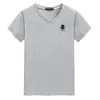 Camiseta de manga corta con cuello en V para hombre, top de algodón de talla grande para verano, estudiante, holgada, cuello de pollo, manga media, una pieza, entrega