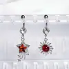 Anillo para ombligo rojo con colgantes de estrella, cruz, sol, adornos para ombligo, joyería para perforaciones transfronteriza, venta al por mayor de comercio electrónico