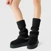 Polainas de Punto Fair Isle para Mujer, Otoño/Invierno 2025 Nuevas Calcetines Largos de Tubo Gris Vintage, Adecuados para Usar con Botas de Nieve, Engrosados para Calidez